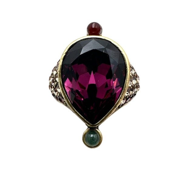 Heidi Daus Jewelry - Heidi Daus Purple Green Crystal Bronze Statement Ring Size 6